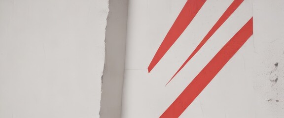 a close-up view of a white wall with a red diagonal line running across it, creating a striking contrast.