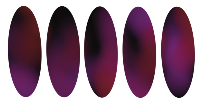 Galaxy prints gradient oval set with grainy texture set of four in transparent background