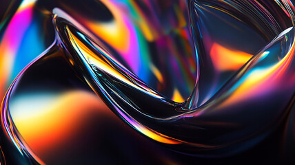 Abstract rainbow black background design, 3d rendering	
