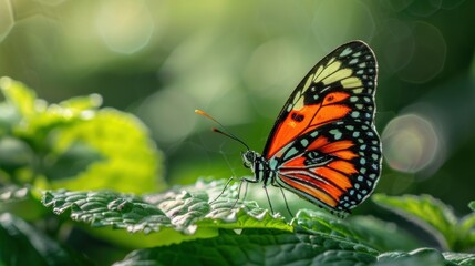 Fototapeta premium Butterflies border with flowers butterfly outdoors nature.