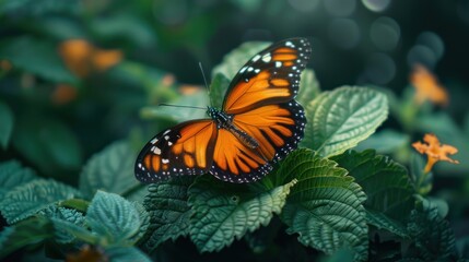 Obraz premium Butterflies border with flowers butterfly outdoors nature.