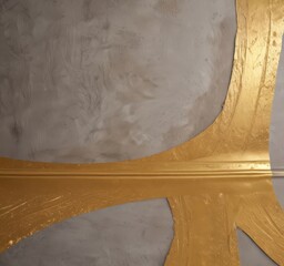 a close-up view of a textured gray wall with a gold-colored, curved line running across it, creating a striking contrast.