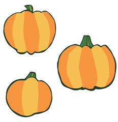 秋のイベント「ハロウィン」にぴったりな、ゆる可愛いカボチャの手描きイラスト素材