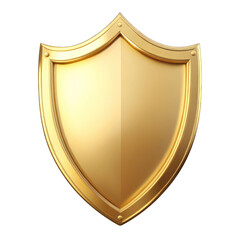 A blank gold shield isolated on transparent background