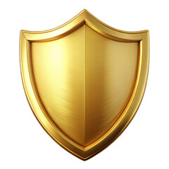 A blank gold shield isolated on transparent background