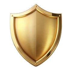 A blank gold shield isolated on transparent background