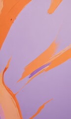 Abstract painting with orange and purple brushstrokes on a purple background.