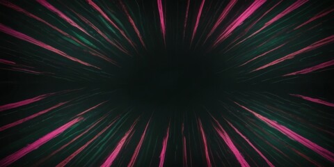 Fototapeta premium a radial burst of pink and green lines radiating outwards from a central point, creating a sense of movement and energy.
