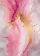 Fototapeta premium an abstract art piece with pink and gold hues, creating a dynamic and fluid composition.