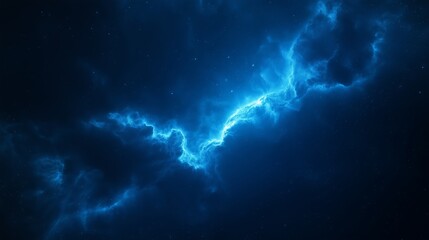 Stunning blue electric lightning bolt illuminates a dark sky, perfect for backgrounds, wallpapers, and science-themed projects.