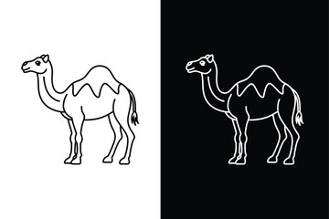 Refined Camel Line Art. Simple Black Vector Icon and Illustration