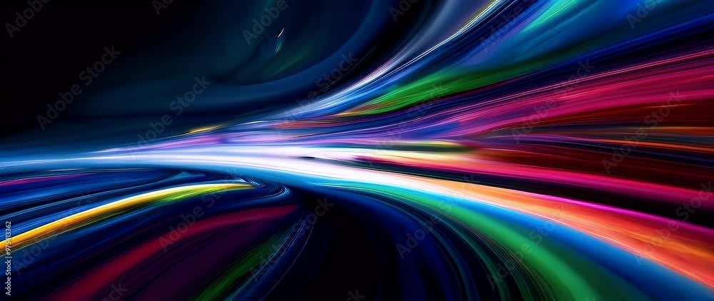 Wall mural abstract 4k animation depicting high-speed light trails, creating a dynamic and futuristic backdrop.