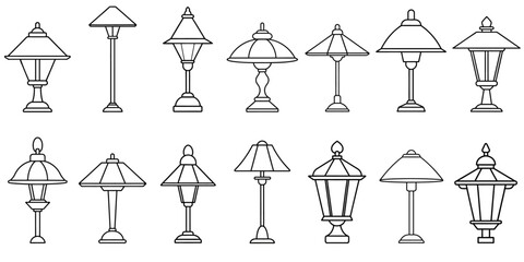 Fototapeta premium Line art Lamp sketches on white background