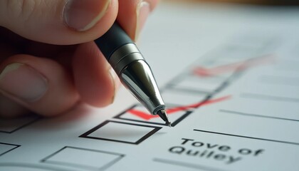 Casting a Vote: Pen Marking a Checkbox on a Ballot Form