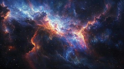 Naklejka premium Cosmic Abstract. Swirling Galaxies and Nebulae