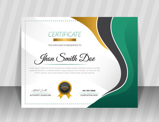 Gradient modern luxury diploma certificate design vector template