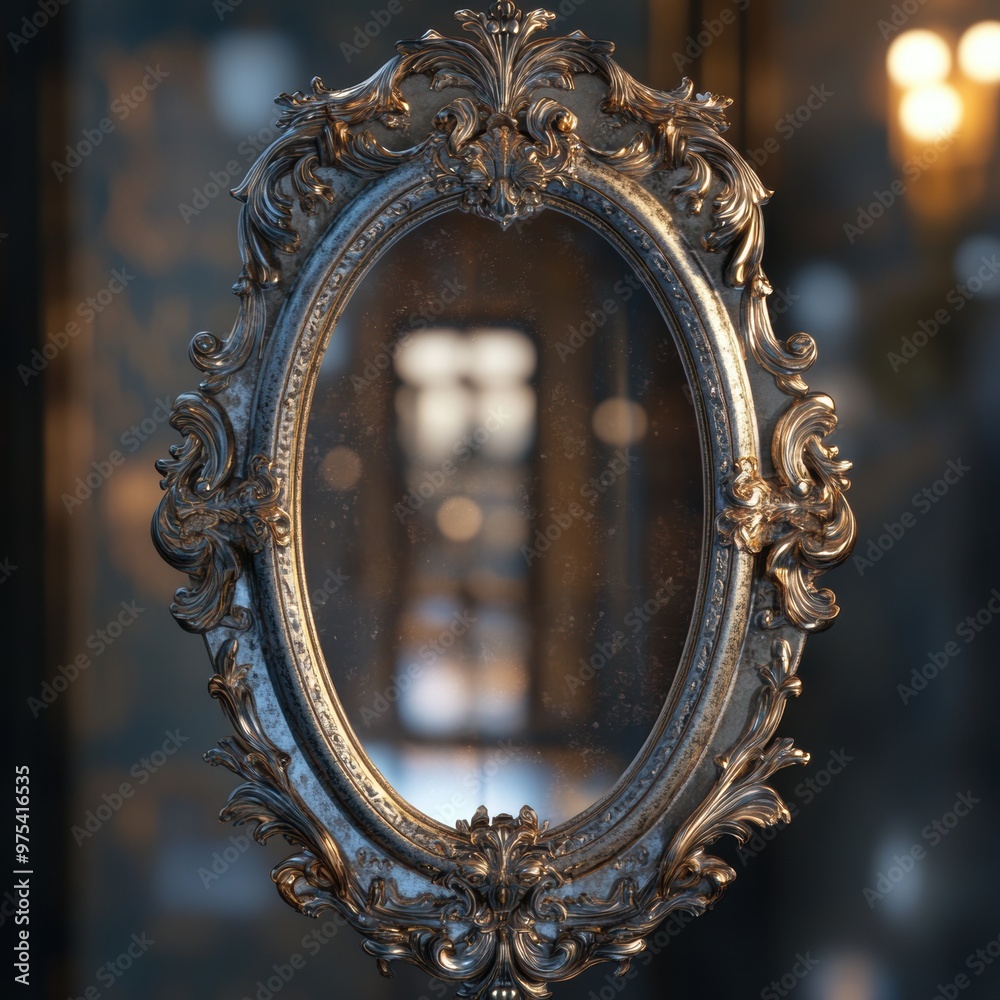 Poster antique ornate mirror.