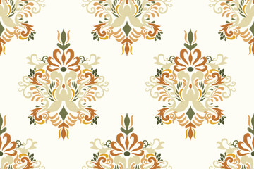 Ikat seamless floral pattern vector illustration