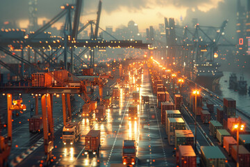 Fototapeta premium Large ports and container freight ships