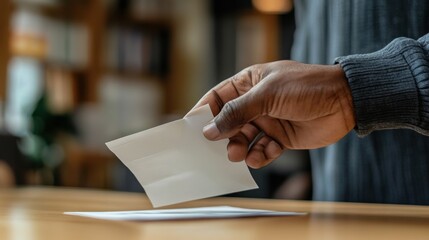 Obraz premium Ballot Placed in Protective Sleeve for Secure Voting Process