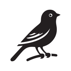 Simple cute shape of a bird sitting on a stick  logo icon , symble , had , clip art  silhouette vector isolated on white background