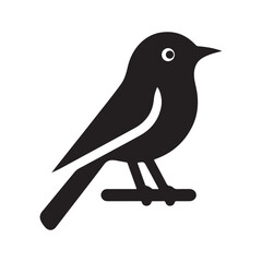 Simple cute shape of a bird sitting on a stick  logo icon , symble , had , clip art  silhouette vector isolated on white background