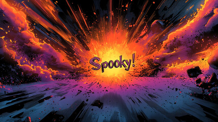 explosion of fire, comic style