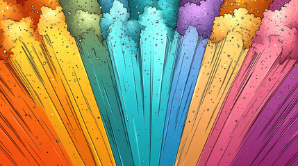 vibrant explosion of colors radiating outward, resembling a colorful powder burst .
