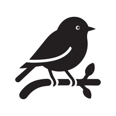 Simple cute shape of a bird sitting on a stick  logo icon , symble , had , clip art  silhouette vector isolated on white background
