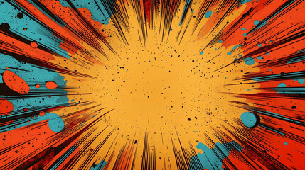 A vibrant explosion graphic with dynamic lines and colors, suitable for comic or design use.