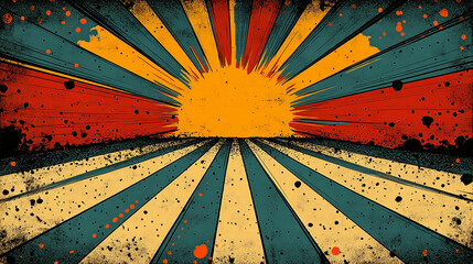 A vibrant graphic with rays emanating from a central sun, evoking energy and warmth.