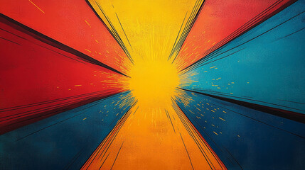 A vibrant explosion of color radiating outward, evoking energy and dynamism.