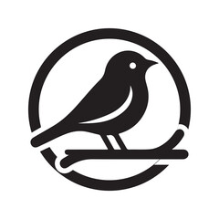Simple cute shape of a bird sitting on a stick  logo icon , symble , had , clip art  silhouette vector isolated on white background