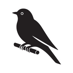 Simple cute shape of a bird sitting on a stick  logo icon , symble , had , clip art  silhouette vector isolated on white background