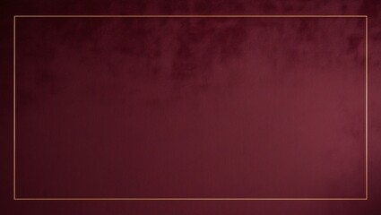 Elegant rectangular design with a rich dark maroon background and a thin gold frame, accented by subtle light flares at corners for a luxurious minimalist look, generative ai