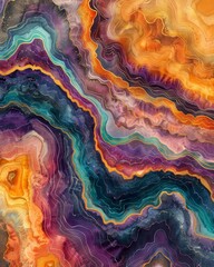 Vibrant abstract design featuring flowing colors in striking patterns, perfect for modern art and decorative themes.