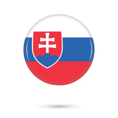 Obraz premium slovakia national official flag round glossy shiny 3D vector illustration on white background for national day, day of constitution, freedom and democracy day, public holidays, poster, flyers, banners