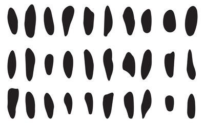 Random blob shapes. Black cube drops. Organic black blobs irregular shape.  liquid shadows random shapes. Black cube drops simple shapes. Basic stains isolated elements