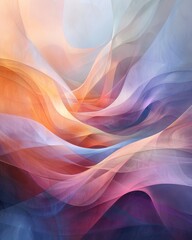 Obraz premium An abstract composition featuring soft, flowing waves of pastel colors blending seamlessly, evoking a sense of tranquility.