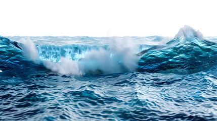 Obraz premium Blue sea wave surface and ripples with isolated on transparent background. PNG file, 3D rendering illustration, Clip art and cut out
