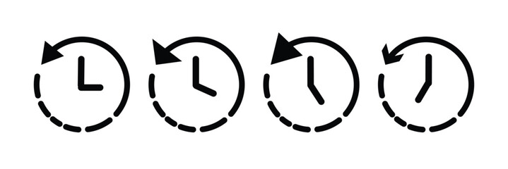 History icon set. past time button. history clock pictogram.
