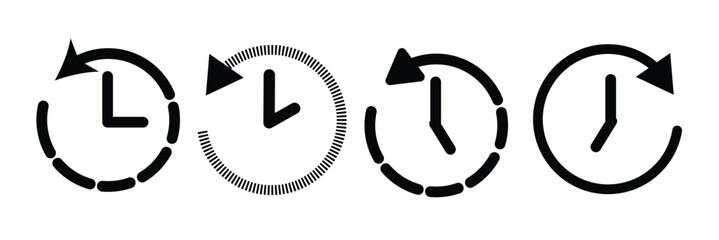 History icon set. past time button. history clock pictogram.
