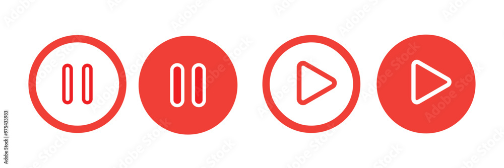 Poster media player button icons set. paly & pause icon collections. ui elements. music player buttons. vid