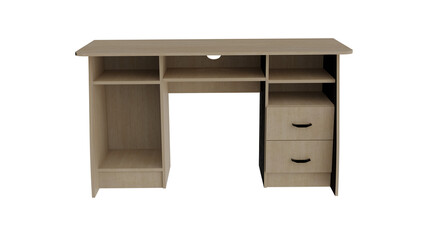 Computer desk on transparent background, 3D render, png
