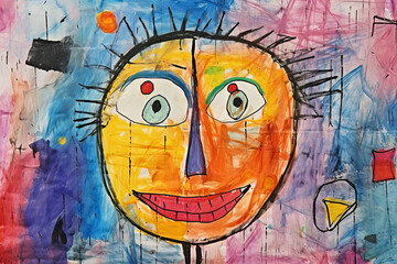 Abstract Drawing of a Colorful Face