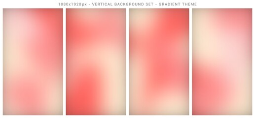 Fototapeta premium Mesh gradient vertical background set. Abstract, template, red, pink and beige color theme.