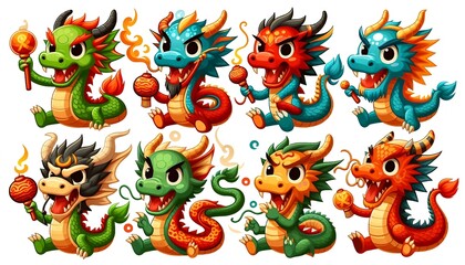 Obraz premium red dragon on white cartoon style 