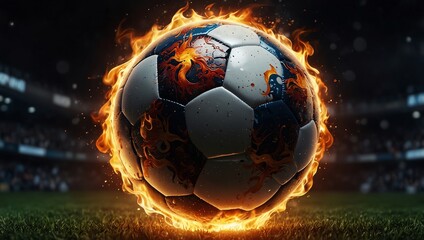 Fototapeta premium soccer ball in fire