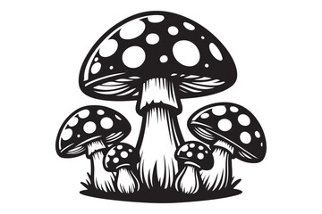 Mushroom Silhouette in Black Vector Art