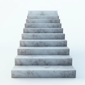 A modern concrete staircase ascends, showcasing its clean lines against a minimalistic backdrop, inviting movement upwards.